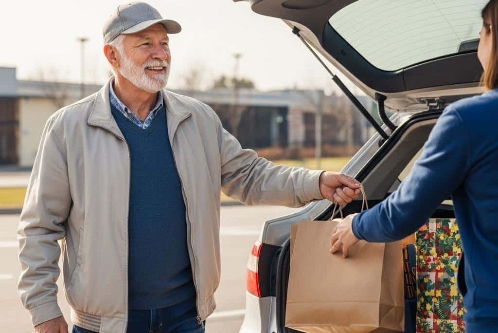 Senior man curbside pickup holiday shopping[1]