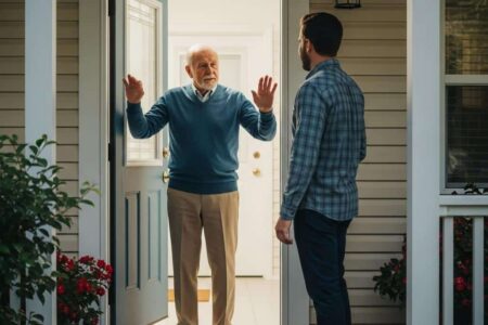 Older man setting boundary at doorway[1]