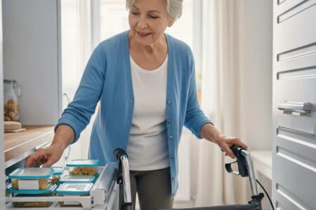 Older woman with walker organizing freezer[1]