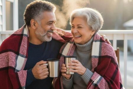 Senior couple cold porcht thermal mugs[1]