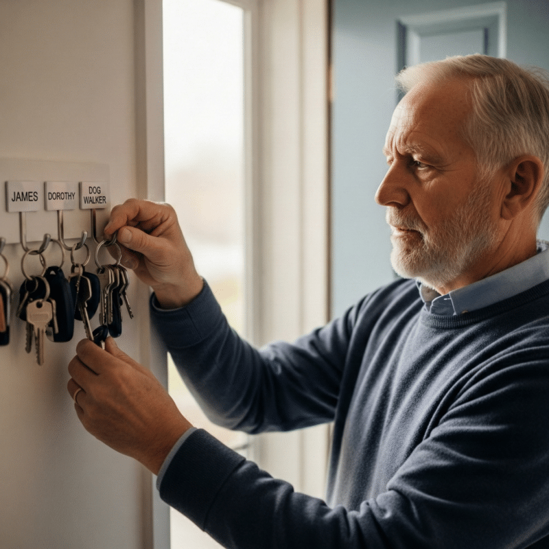Keep older man wall mounted key organizer