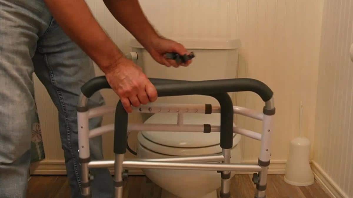 screenshot from hands on demo of Abrielder Toilet Safety Rails with Handles – Adjustable & Detachable Toilet Safety Frame, Heavy-Duty Slip-Resistant Support for Seniors & Disabled - Fits Most Toilets