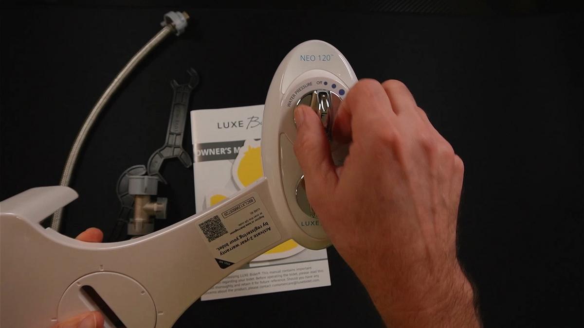 screenshot from hands on demo of LUXE Bidet LUXE Bidet NEO 120 - Single Nozzle, Self-Cleaning, Non-Electric Bidet Attachment for Toilet Seat, Adjustable Water Pressure, Rear Wash (White)