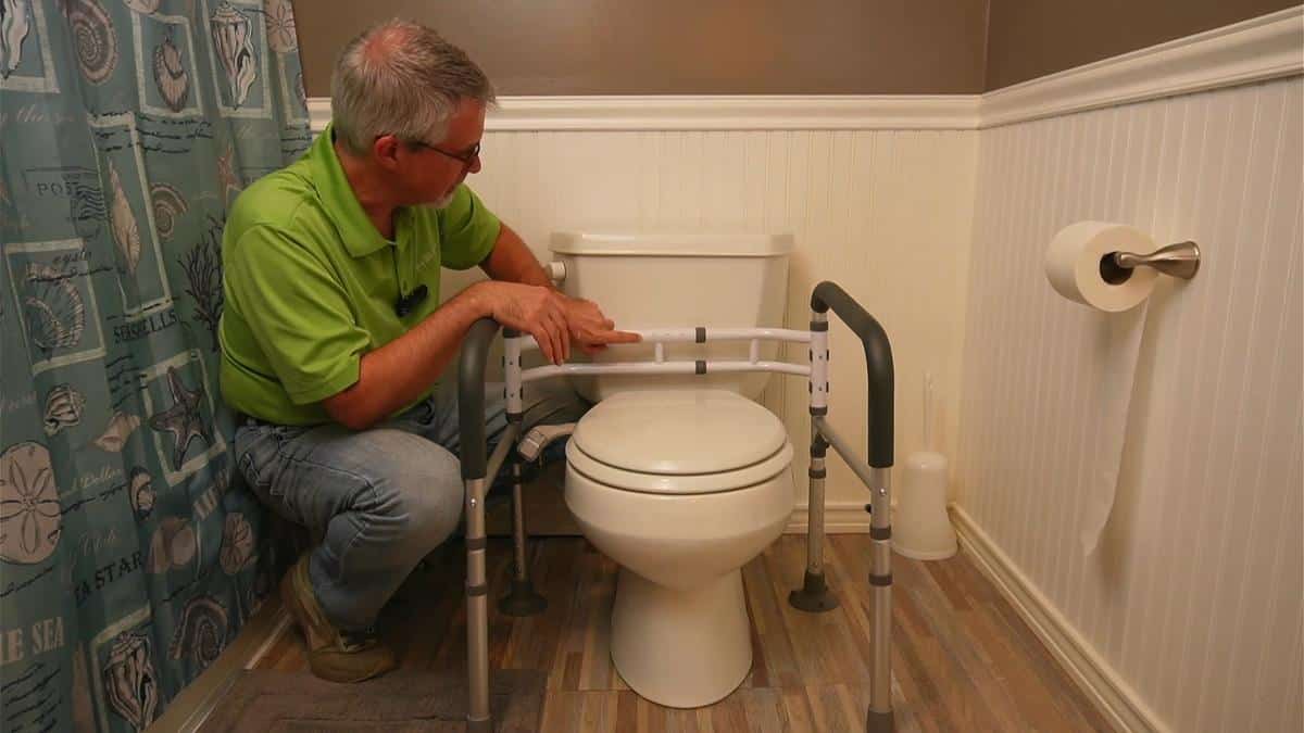 screenshot from hands on demo of Abrielder Toilet Safety Rails with Handles – Adjustable & Detachable Toilet Safety Frame, Heavy-Duty Slip-Resistant Support for Seniors & Disabled - Fits Most Toilets