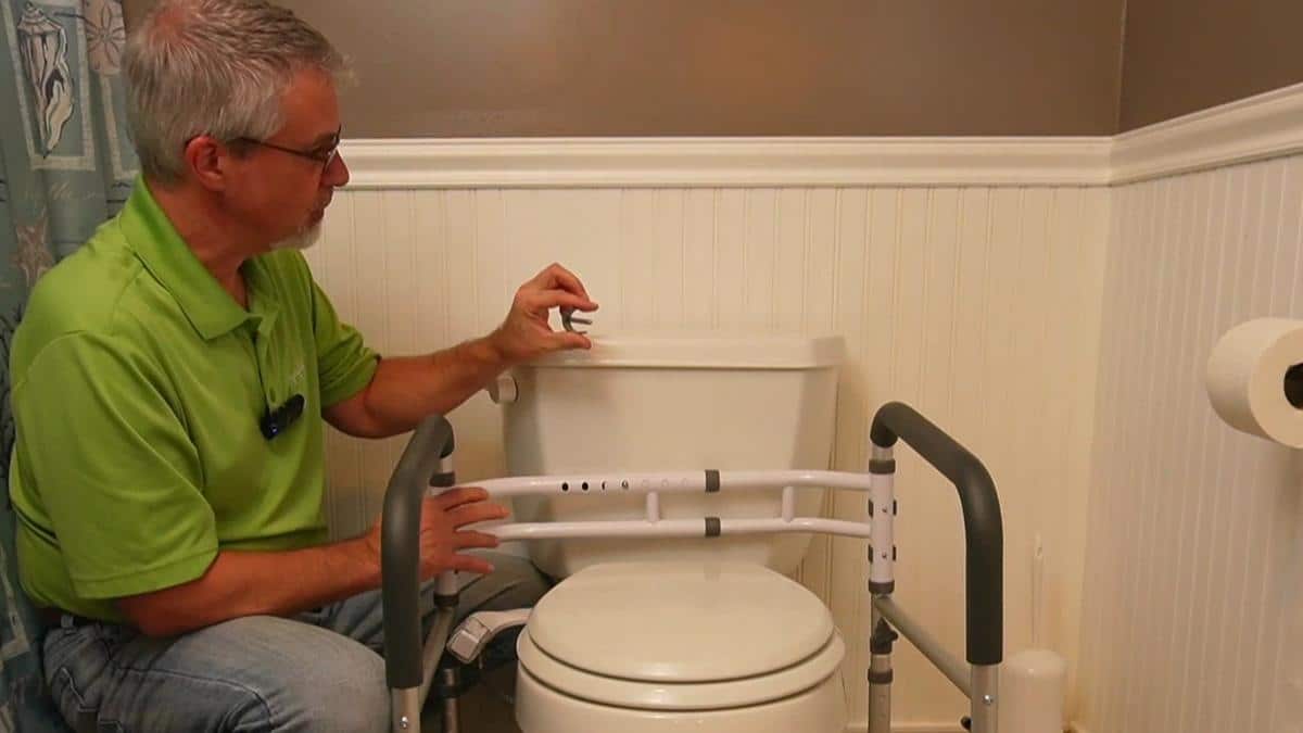 screenshot from hands on demo of Abrielder Toilet Safety Rails with Handles – Adjustable & Detachable Toilet Safety Frame, Heavy-Duty Slip-Resistant Support for Seniors & Disabled - Fits Most Toilets