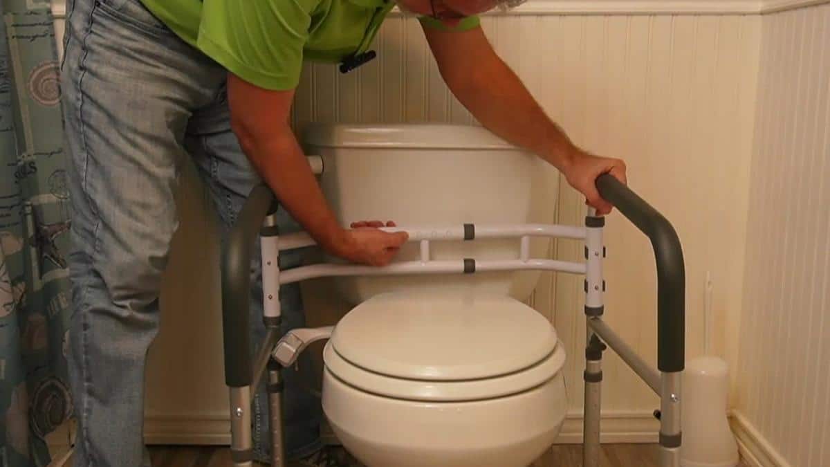 screenshot from hands on demo of Abrielder Toilet Safety Rails with Handles – Adjustable & Detachable Toilet Safety Frame, Heavy-Duty Slip-Resistant Support for Seniors & Disabled - Fits Most Toilets