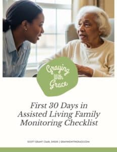 preview image of the cover of First 30 Days in Assisted Living Family Monitoring Checklist handout